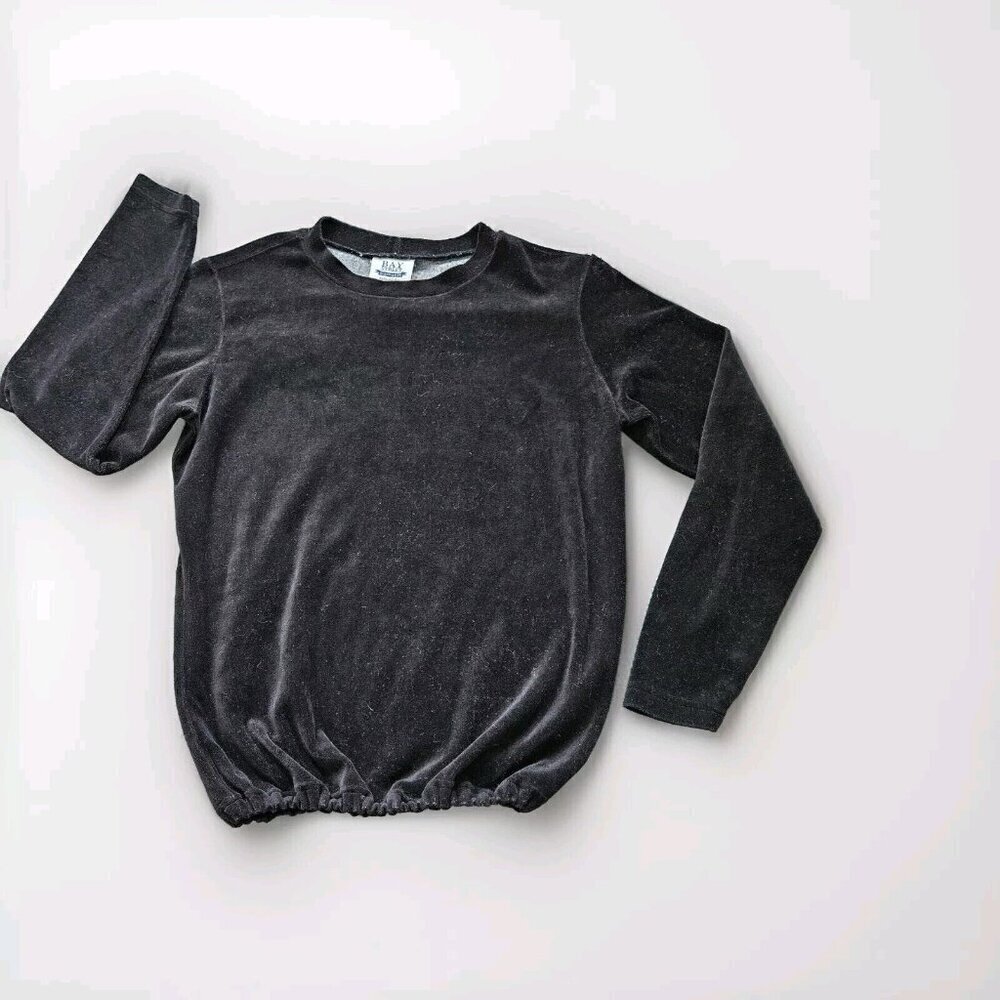Bay Street Clothing Co. Top M Womens Black LS Round Neck Velvet Goth Y2K Vintage